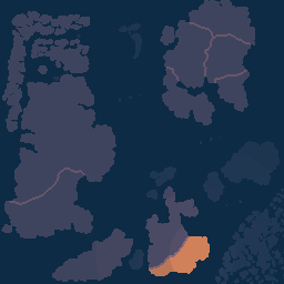 Map of the known world. Nine regions; only Cirilis holds a game.